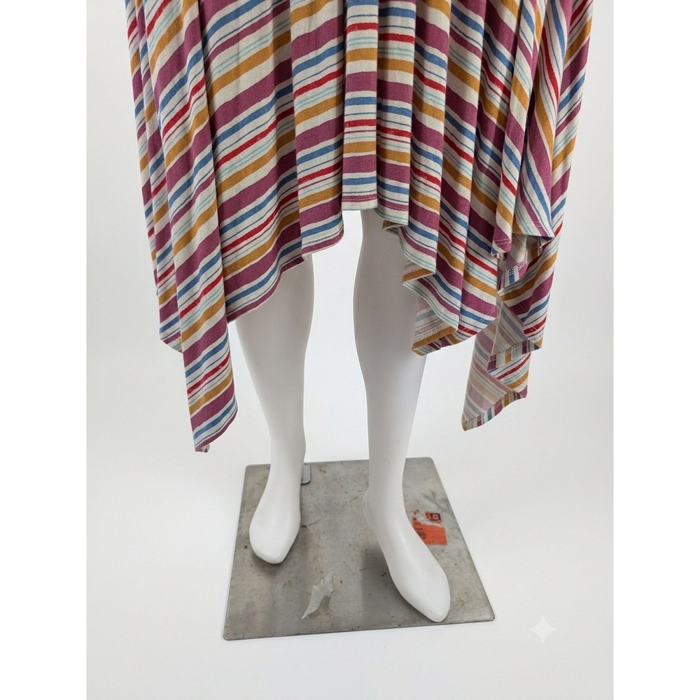 Modcloth Multi Colored Stripe Handkerchief Hem Midi with Pockets Size Small - Picture 3 of 9